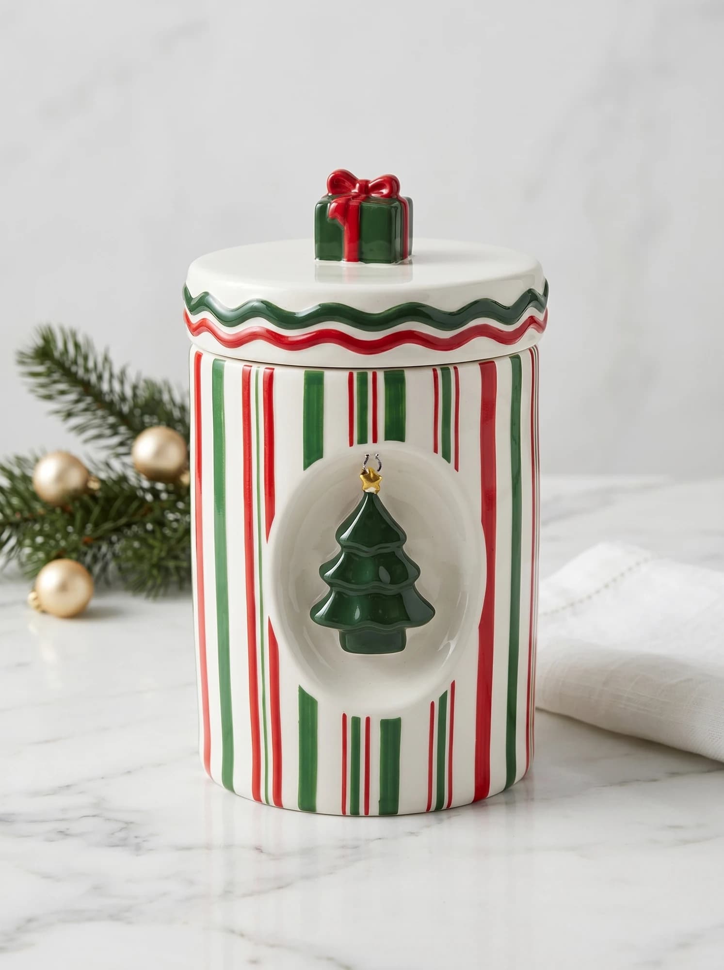 Striped Christmas Storage Jar thumbnail 2