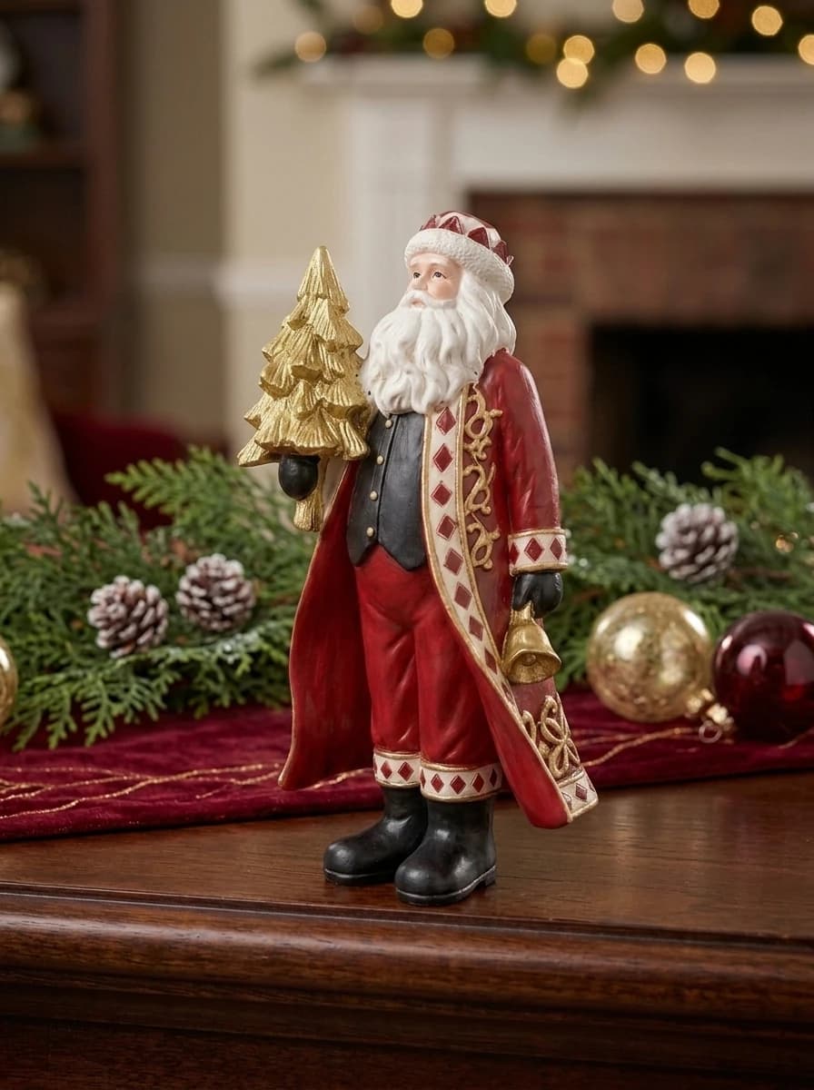 Santa with Christmas Tree Figurine thumbnail 2