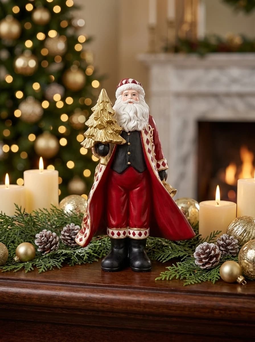 Santa with Christmas Tree Figurine thumbnail 6