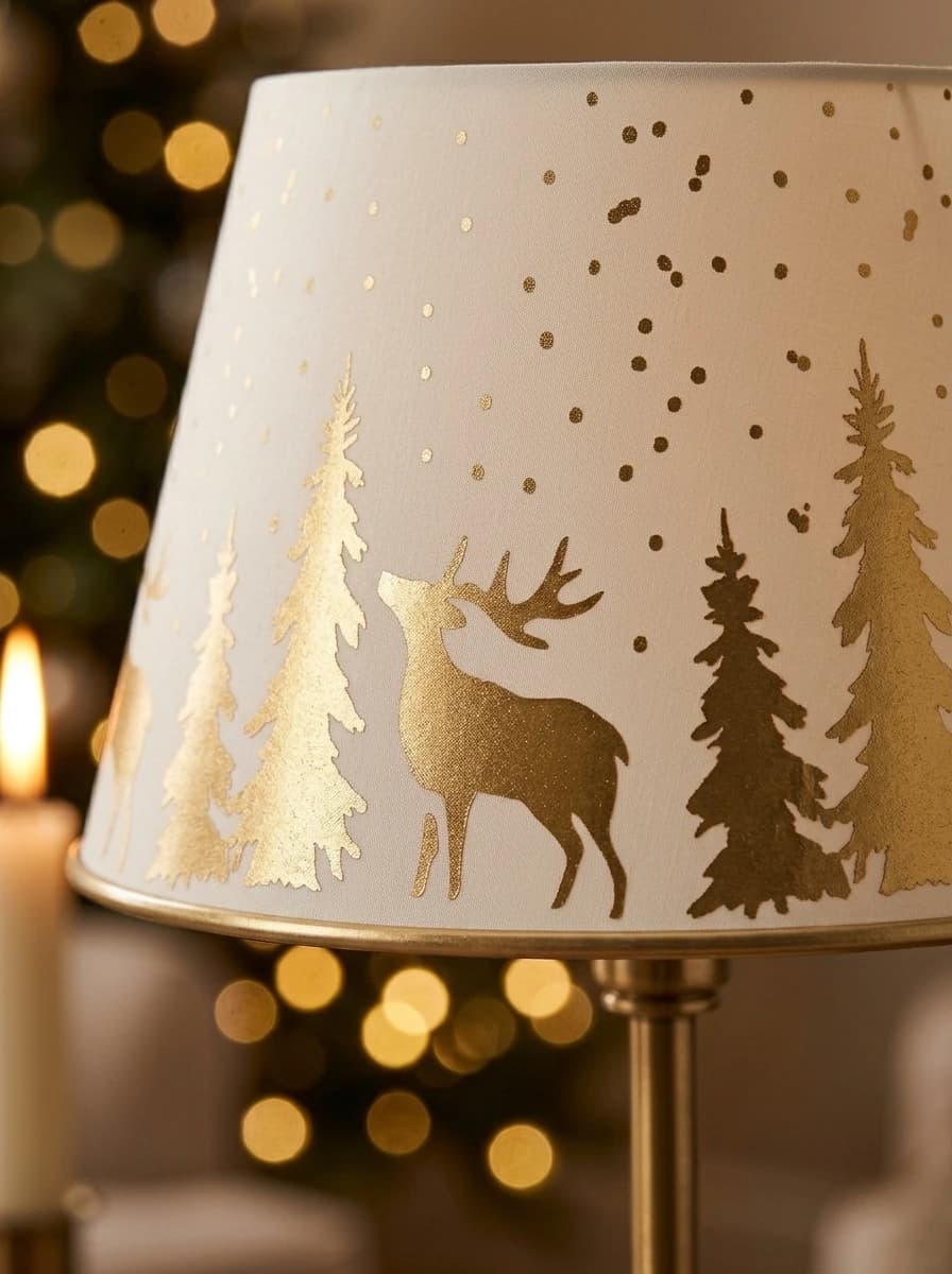White Woodland Christmas Lampshade