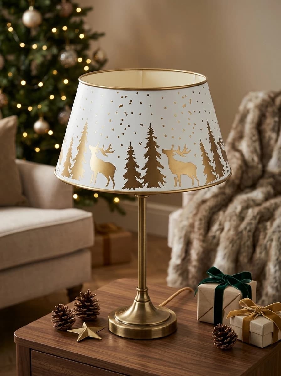 White Woodland Christmas Lampshade thumbnail 2
