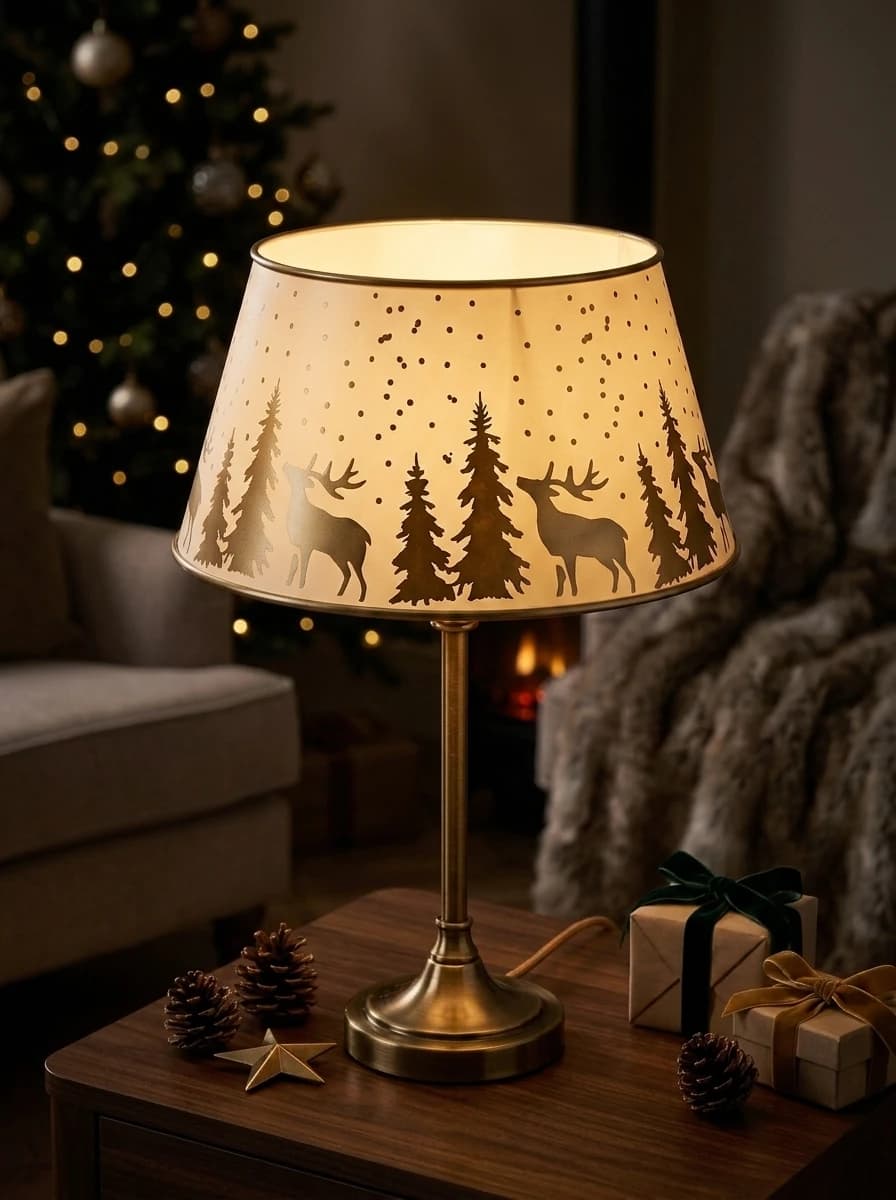White Woodland Christmas Lampshade thumbnail 3