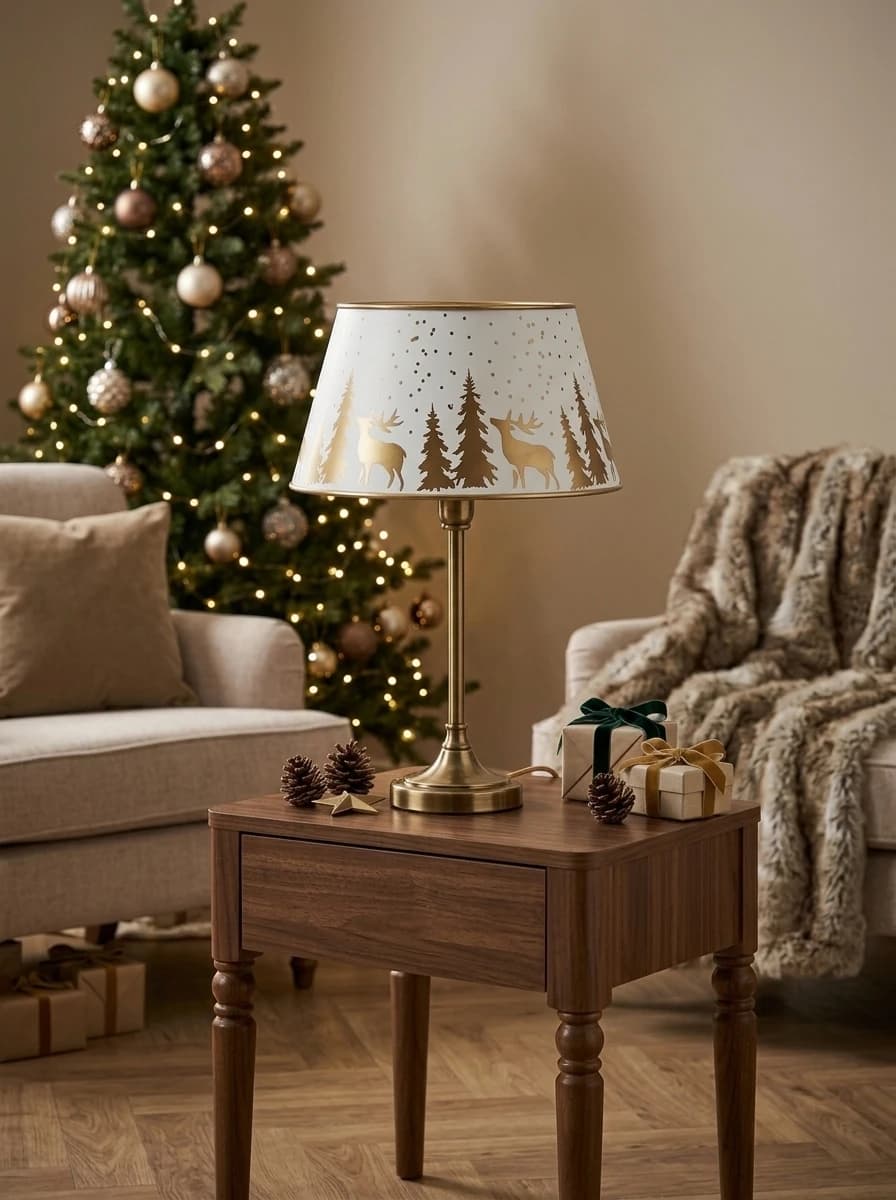 White Woodland Christmas Lampshade thumbnail 4