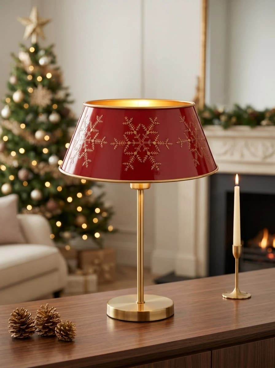Red Snowflake Christmas Lampshade thumbnail 3
