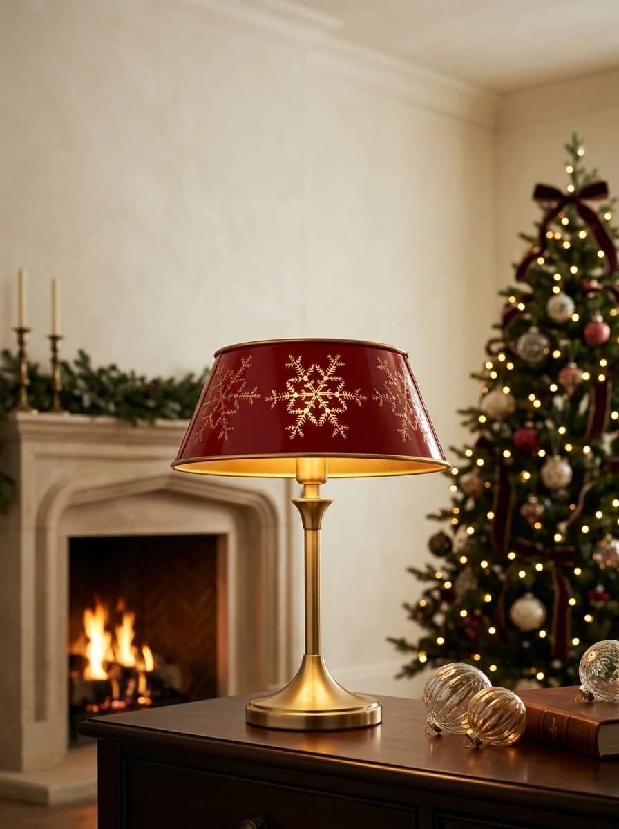 Red Snowflake Christmas Lampshade thumbnail 5