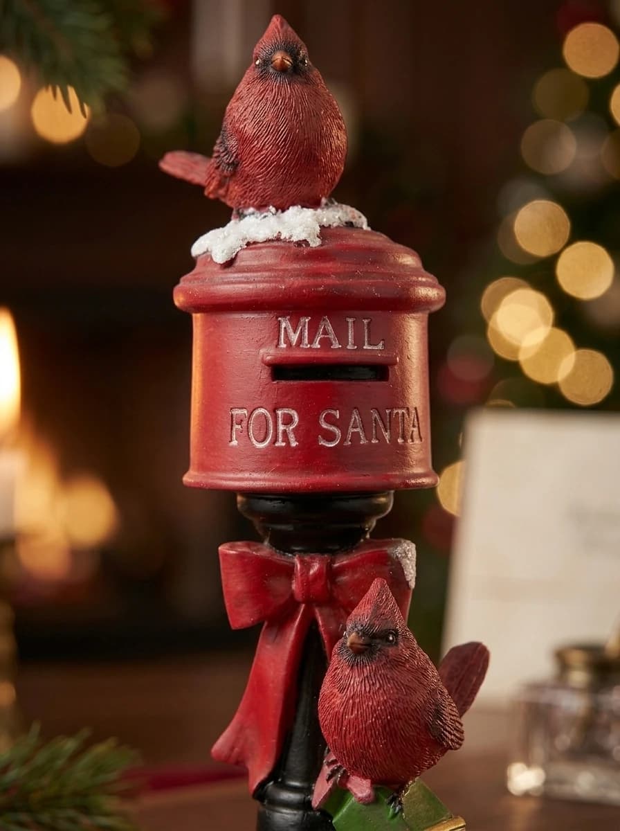 Cardinal Santa Mailbox Ornament thumbnail 3