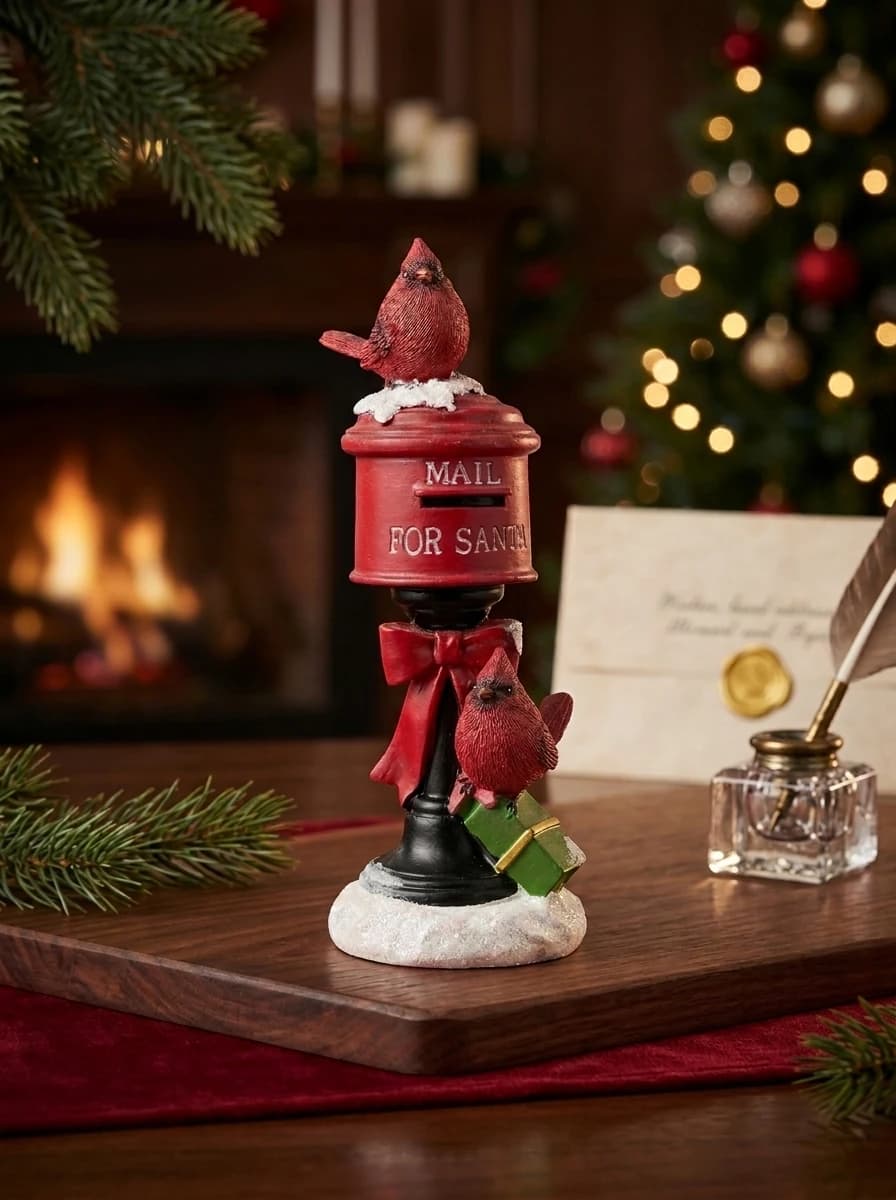 Cardinal Santa Mailbox Ornament thumbnail 4