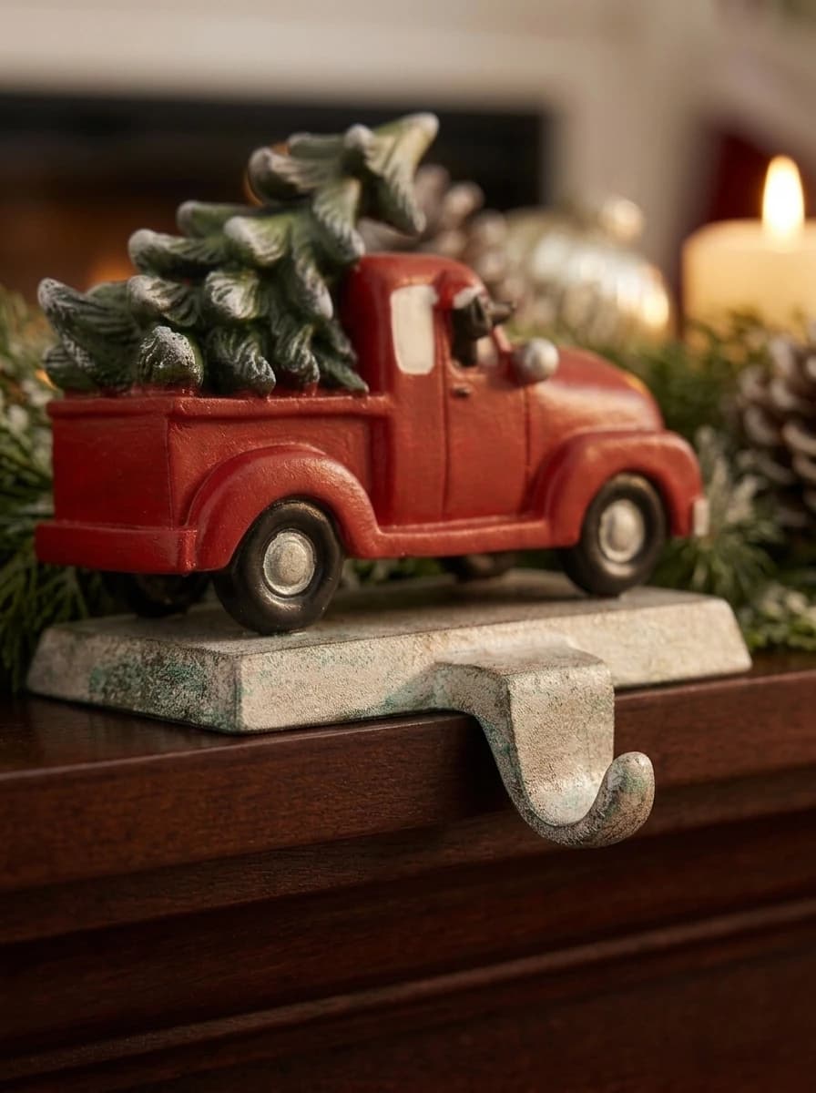 Vintage Red Truck Stocking Holder thumbnail 3