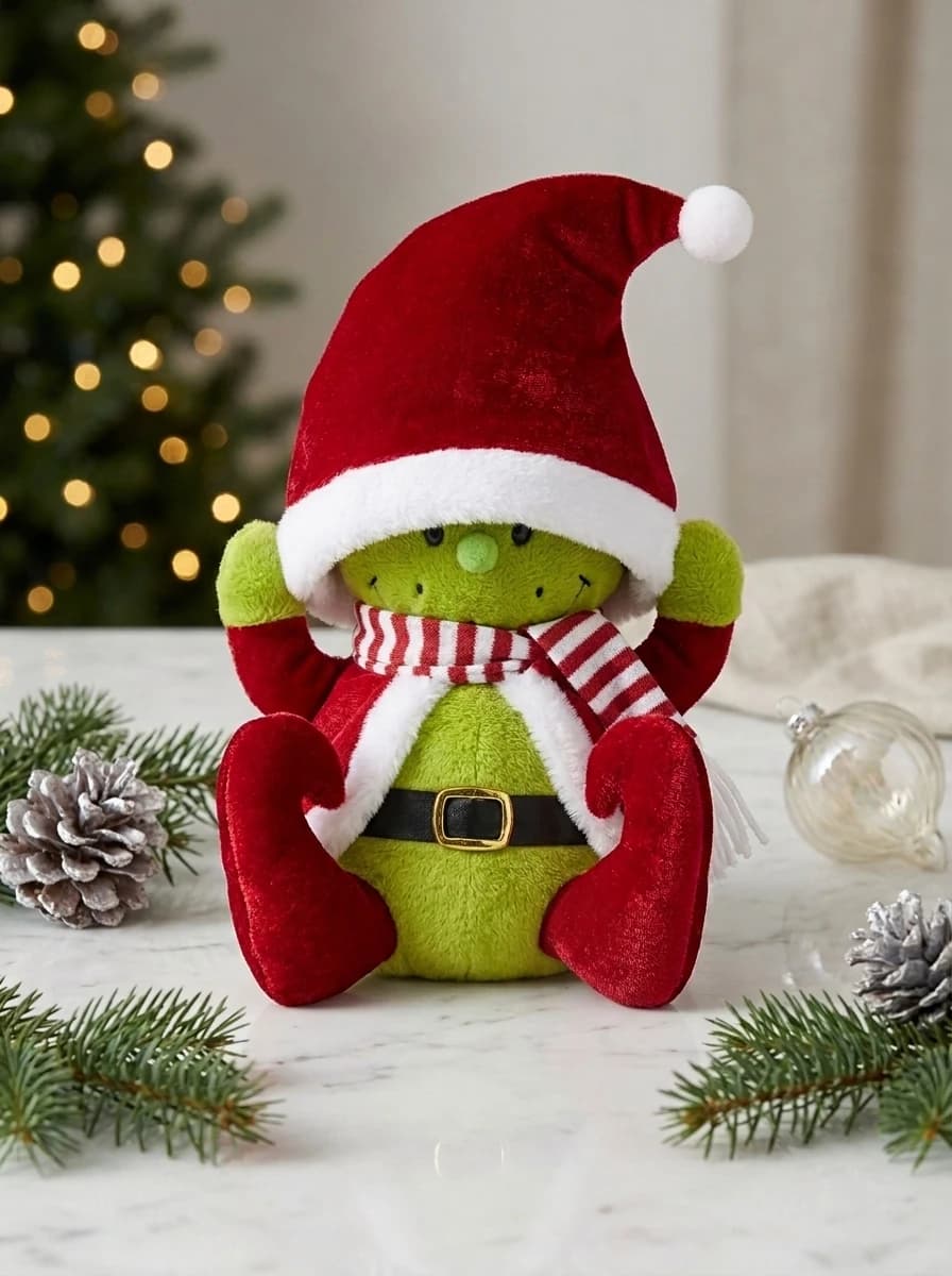 30cm Plush Grinch in Santa Hat