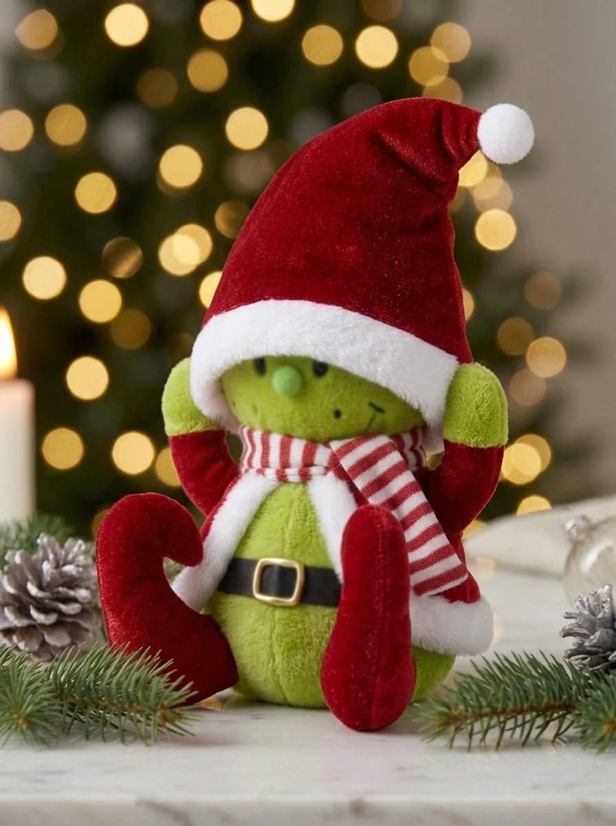 30cm Plush Grinch in Santa Hat thumbnail 3