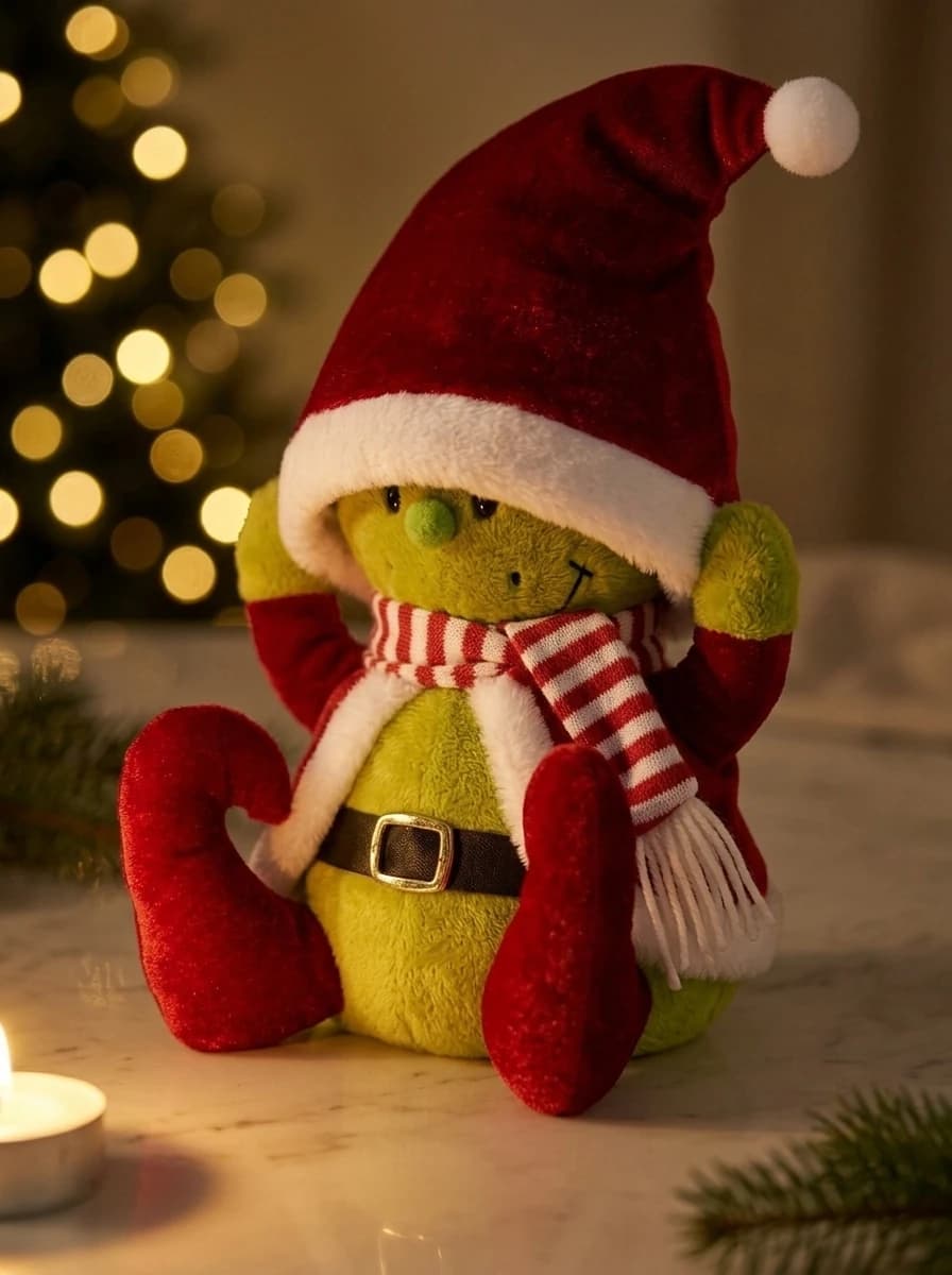 30cm Plush Grinch in Santa Hat thumbnail 4