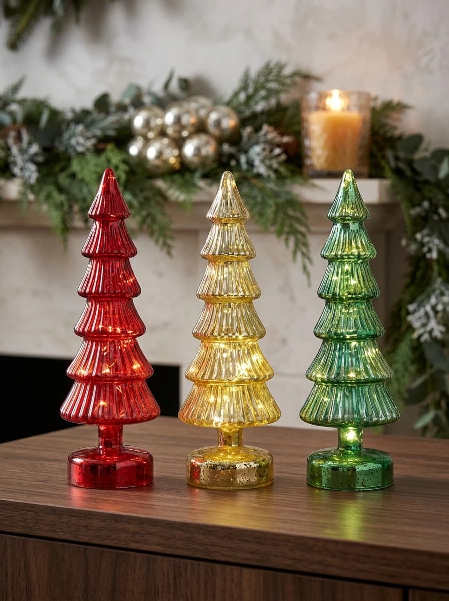 LED Glass Christmas Trees, Set of 3 thumbnail 2
