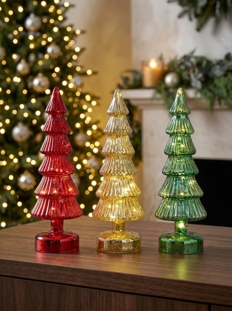 LED Glass Christmas Trees, Set of 3 thumbnail 4