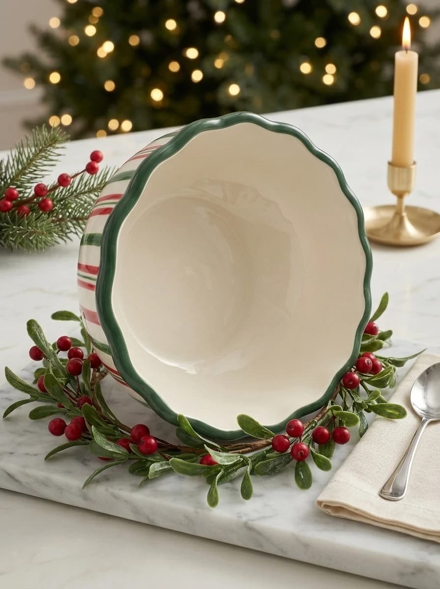 Striped Christmas Candy Bowl thumbnail 2