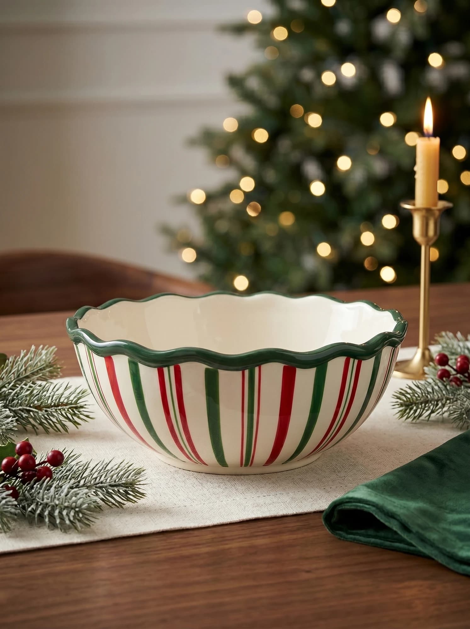 Striped Christmas Candy Bowl thumbnail 3