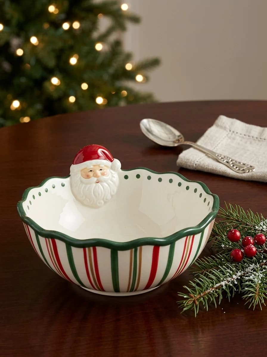 Striped Christmas Bowl thumbnail 2