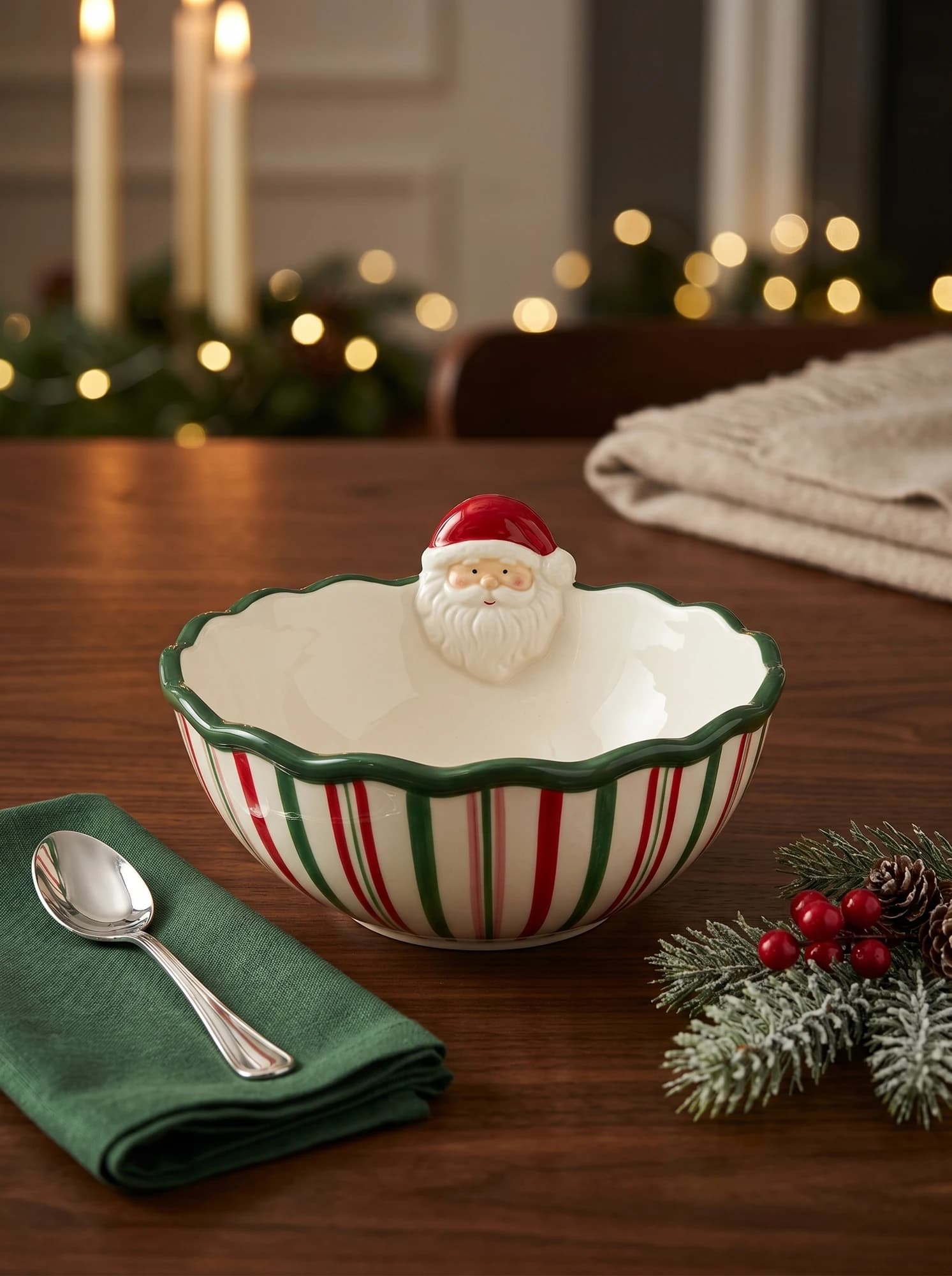 Striped Christmas Bowl thumbnail 3