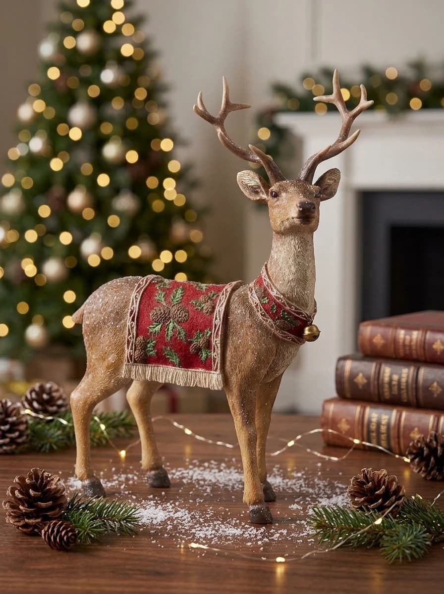 Glitter Reindeer with Festive Saddle Blanket