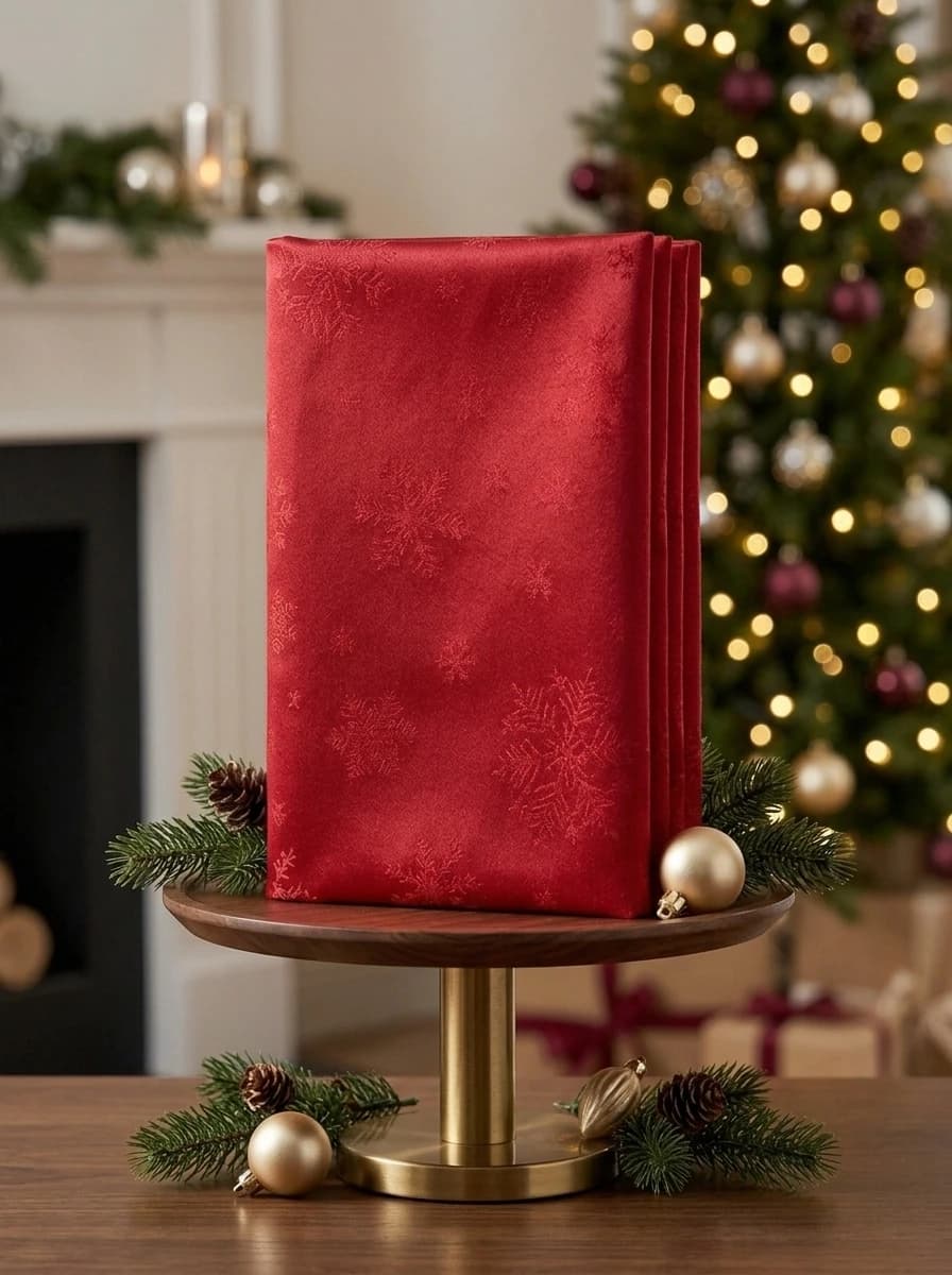 Red Snowflake Jacquard Tablecloth thumbnail 6