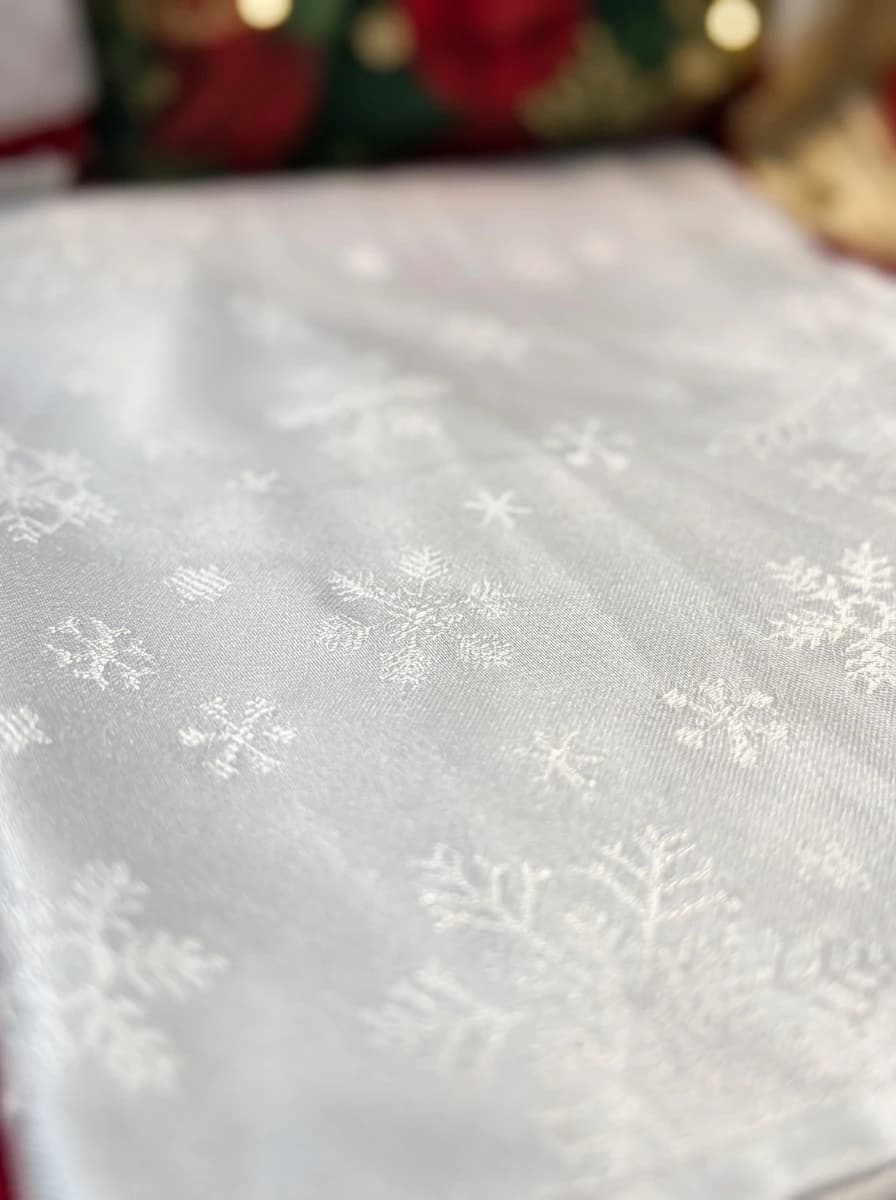White Snowflake Jacquard Tablecloth thumbnail 7