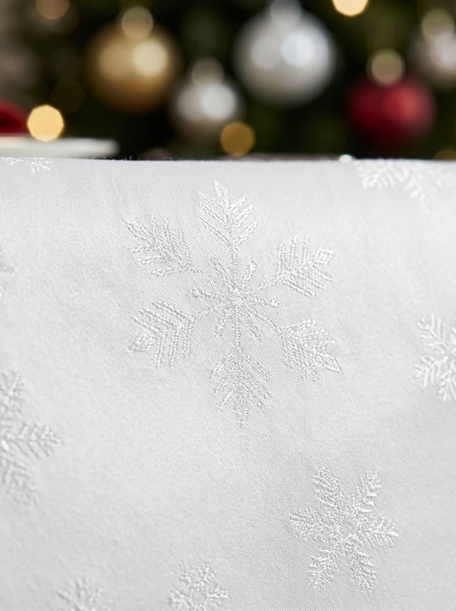 White Snowflake Jacquard Tablecloth thumbnail 8