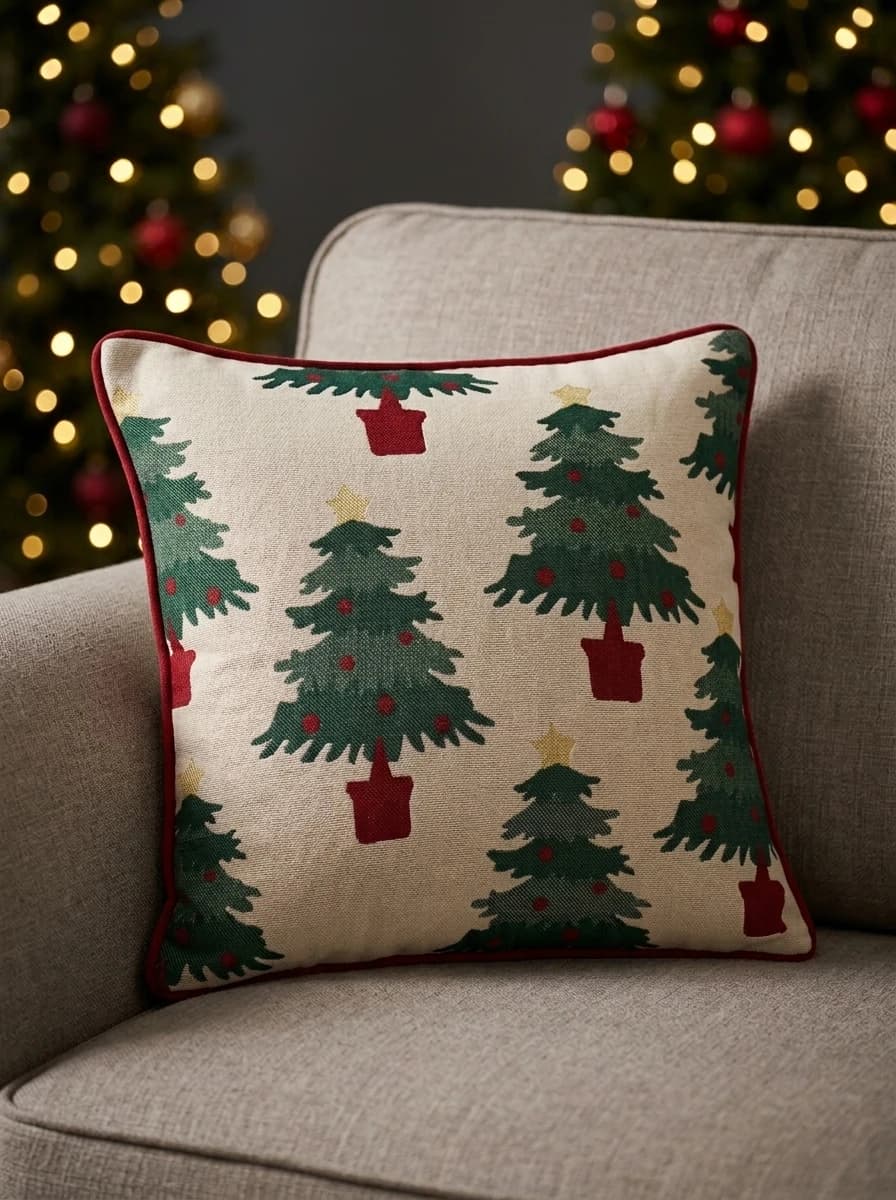 Christmas Tree Woven Cushion thumbnail 3