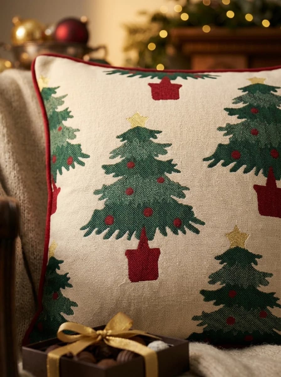 Christmas Tree Woven Cushion thumbnail 4