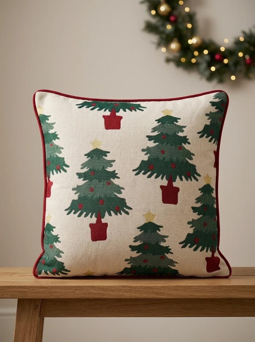 Christmas Tree Woven Cushion thumbnail 5