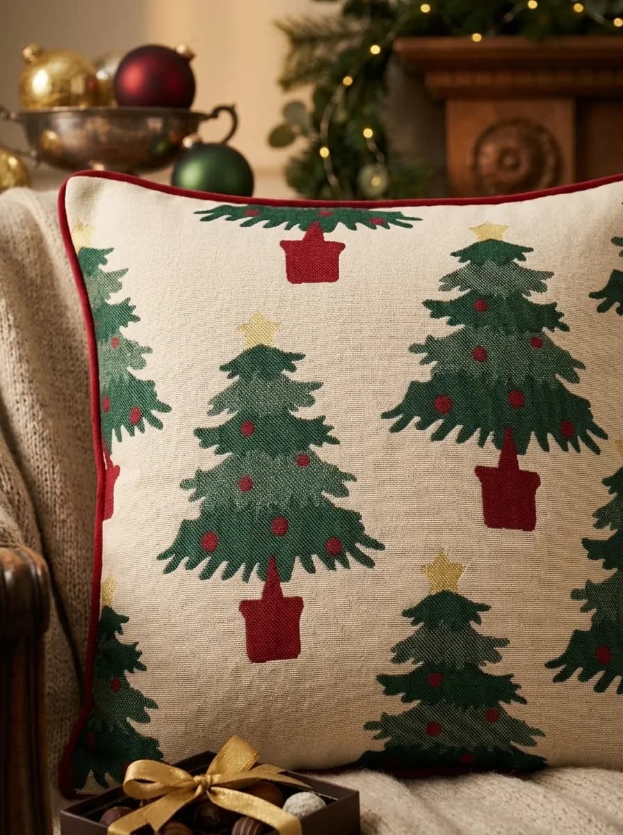 Christmas Tree Woven Cushion thumbnail 6