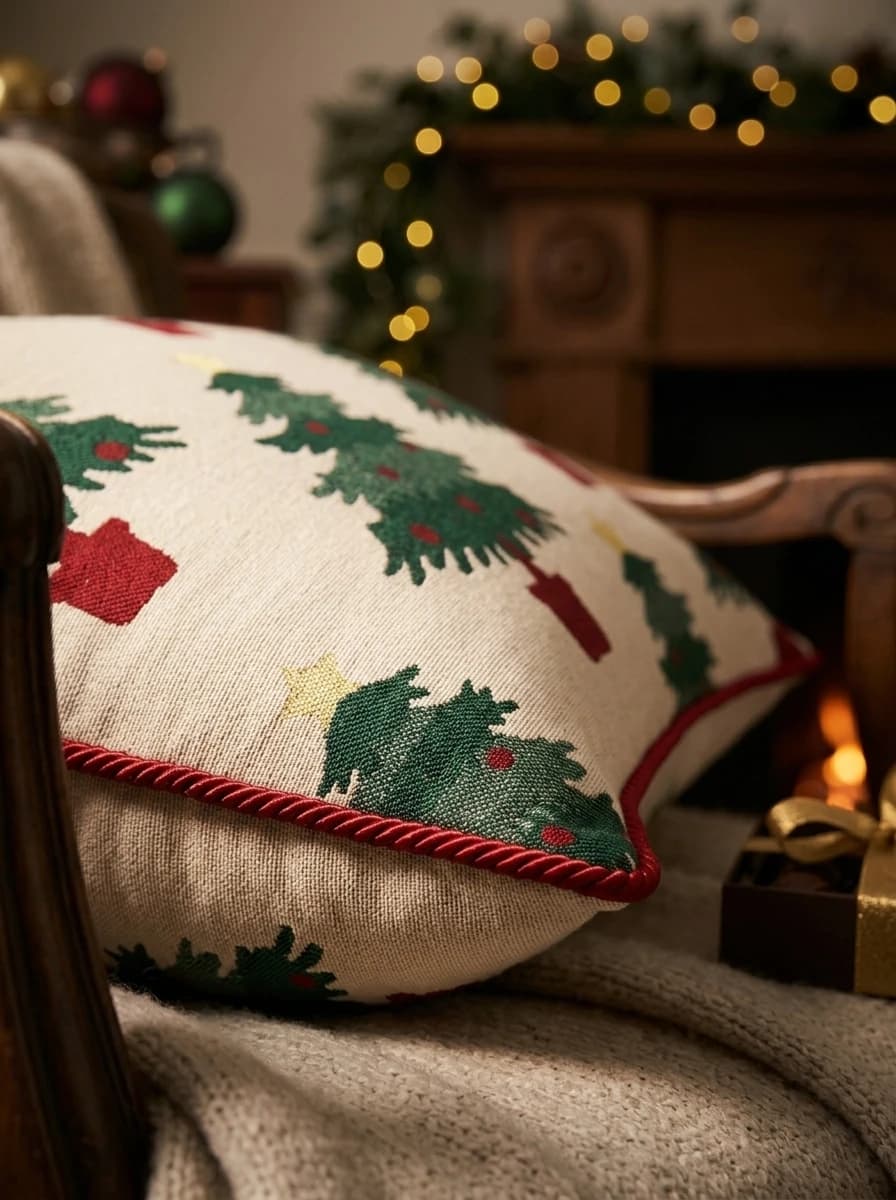 Christmas Tree Woven Cushion thumbnail 7