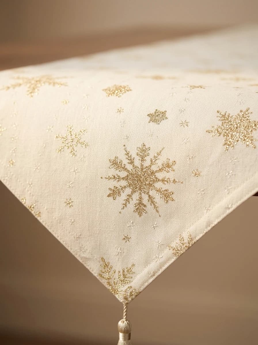 Cream Snowflake Table Runner