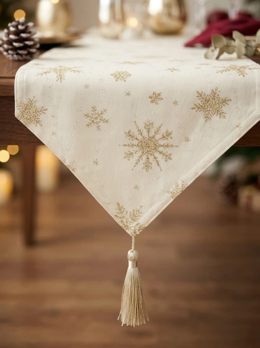 Cream Snowflake Table Runner thumbnail 2