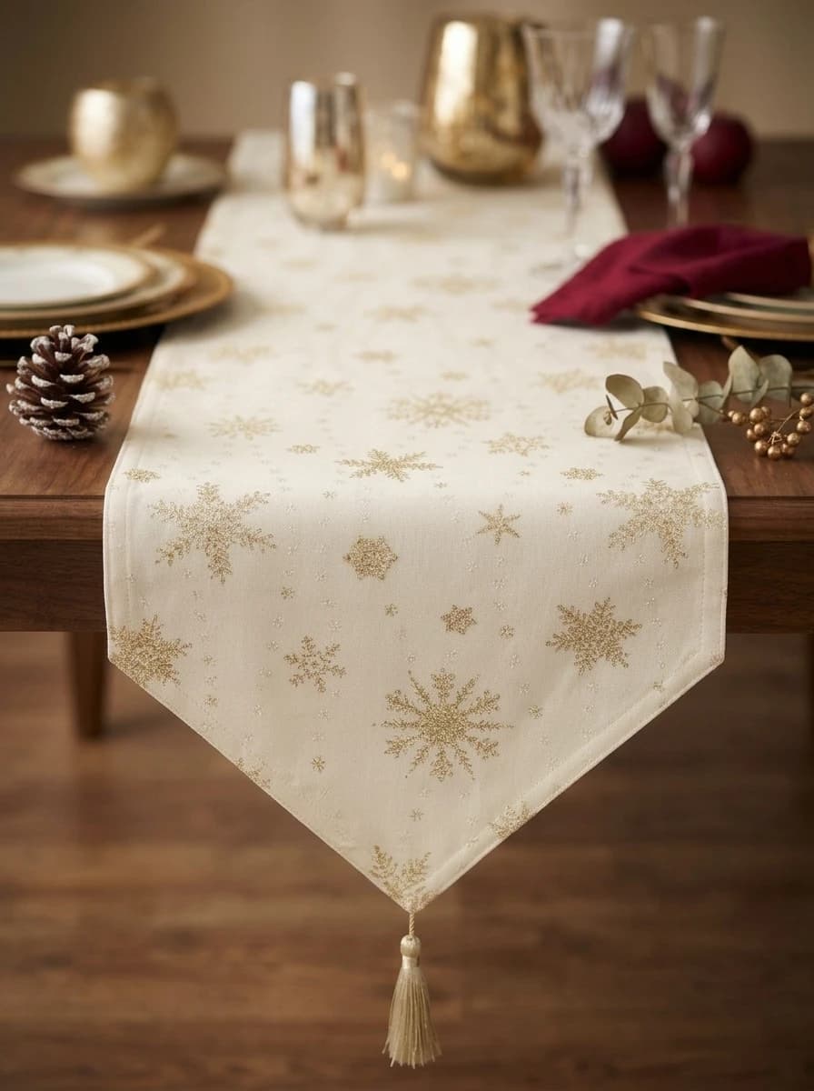 Cream Snowflake Table Runner thumbnail 3
