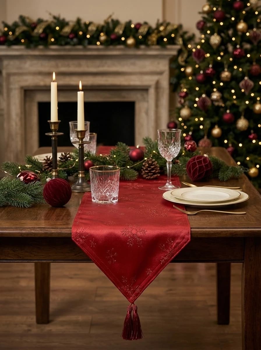 Red Snowflake Table Runner thumbnail 2