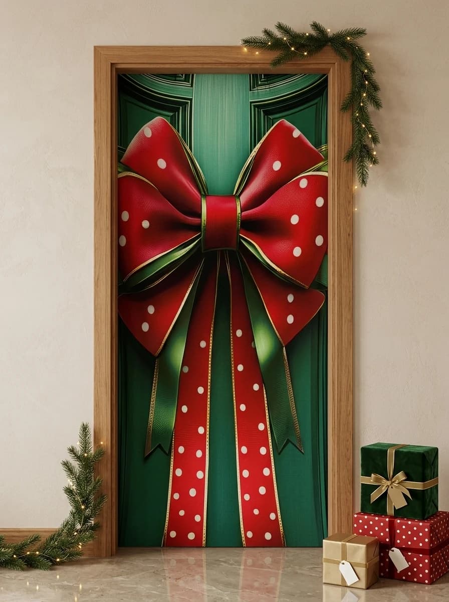 Christmas Bow Door Cover