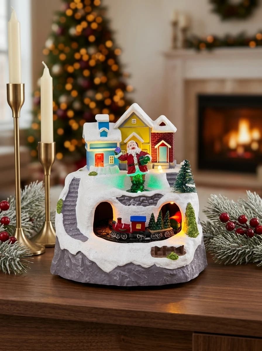 Animated LED Village House with Train