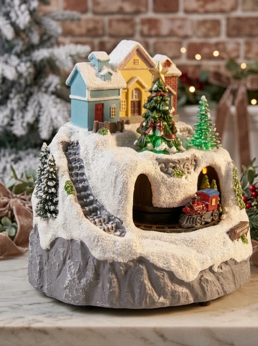 Animated LED Village Cottage with Train thumbnail 4