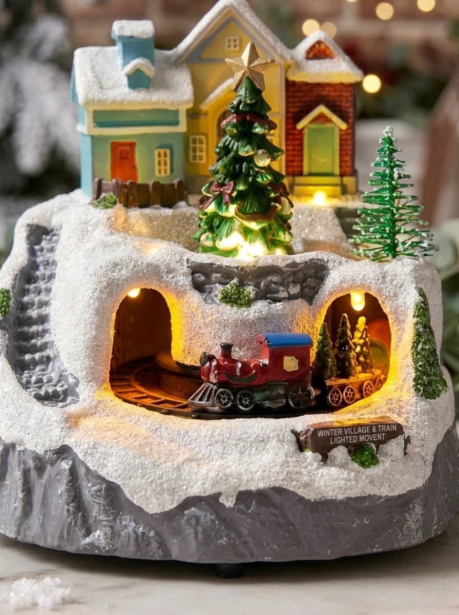 Animated LED Village Cottage with Train thumbnail 5