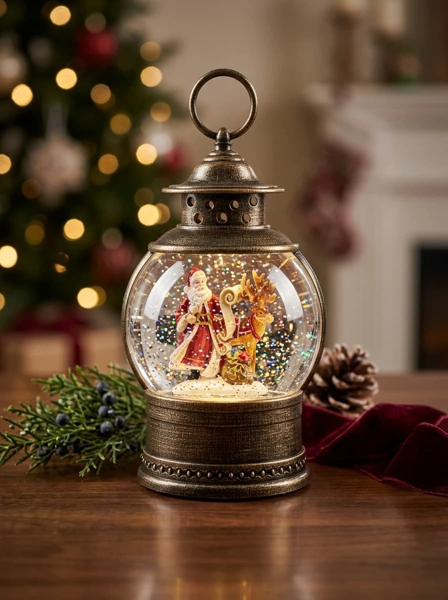 Bronze Santa and Deer Lantern thumbnail 3