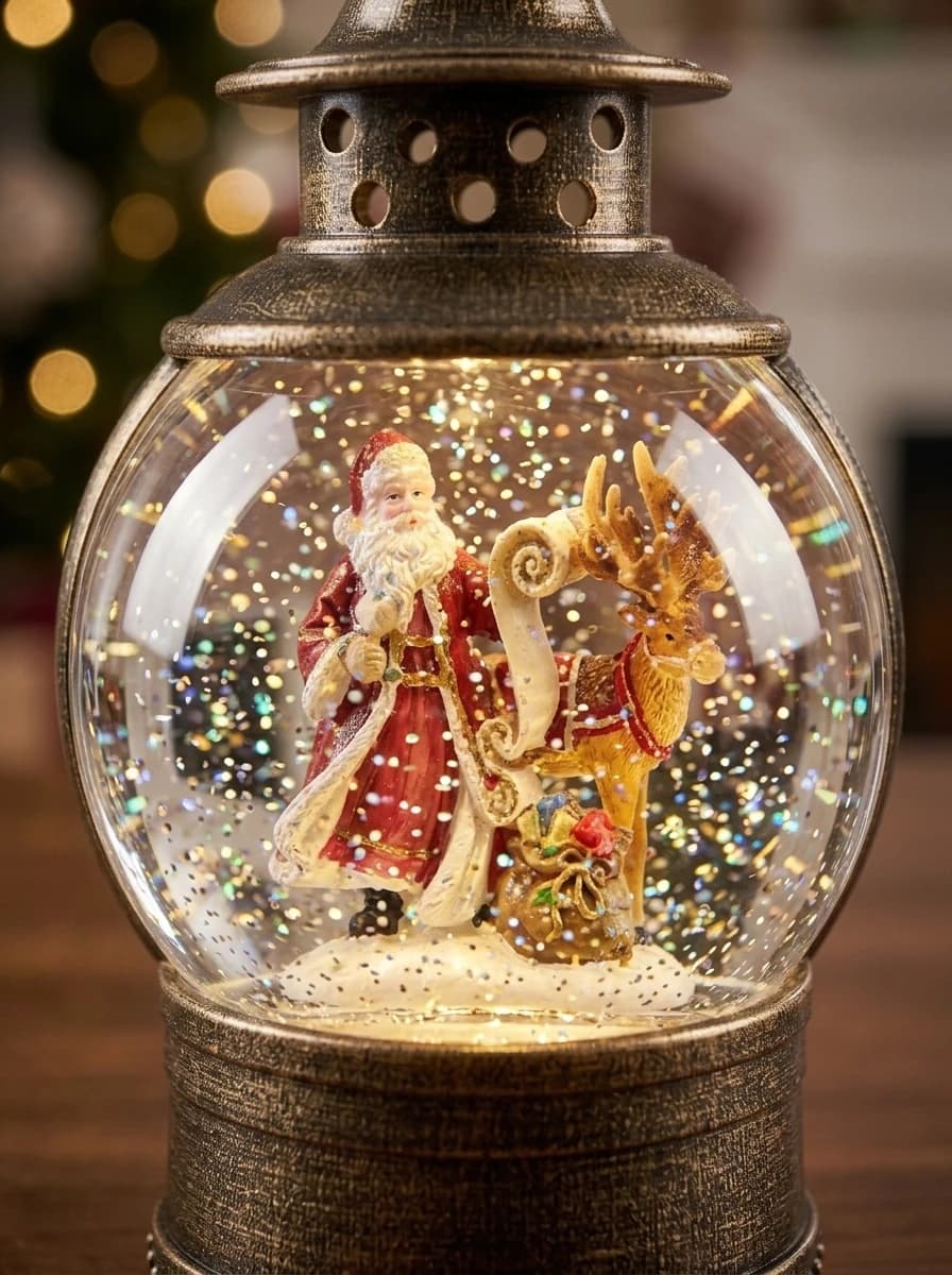 Bronze Santa and Deer Lantern thumbnail 4