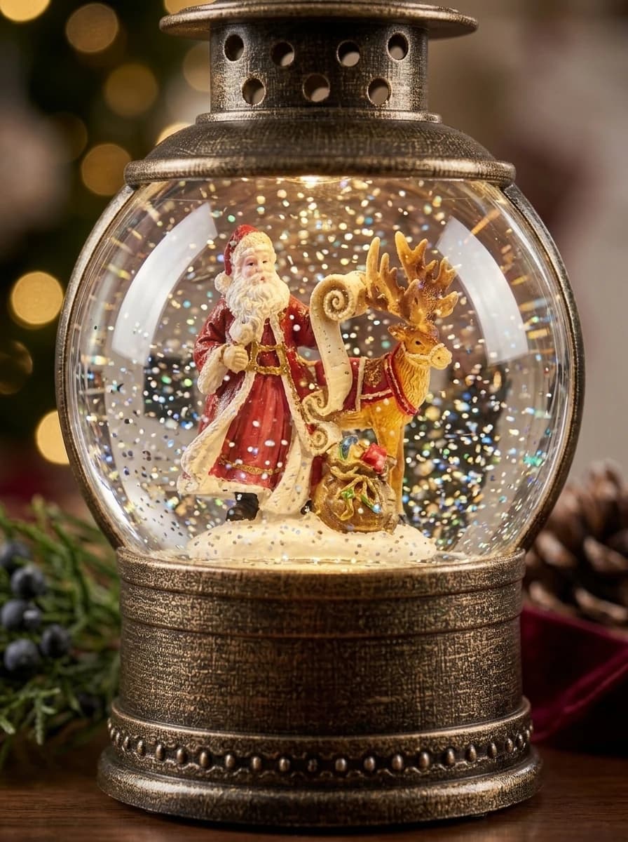 Bronze Santa and Deer Lantern thumbnail 5