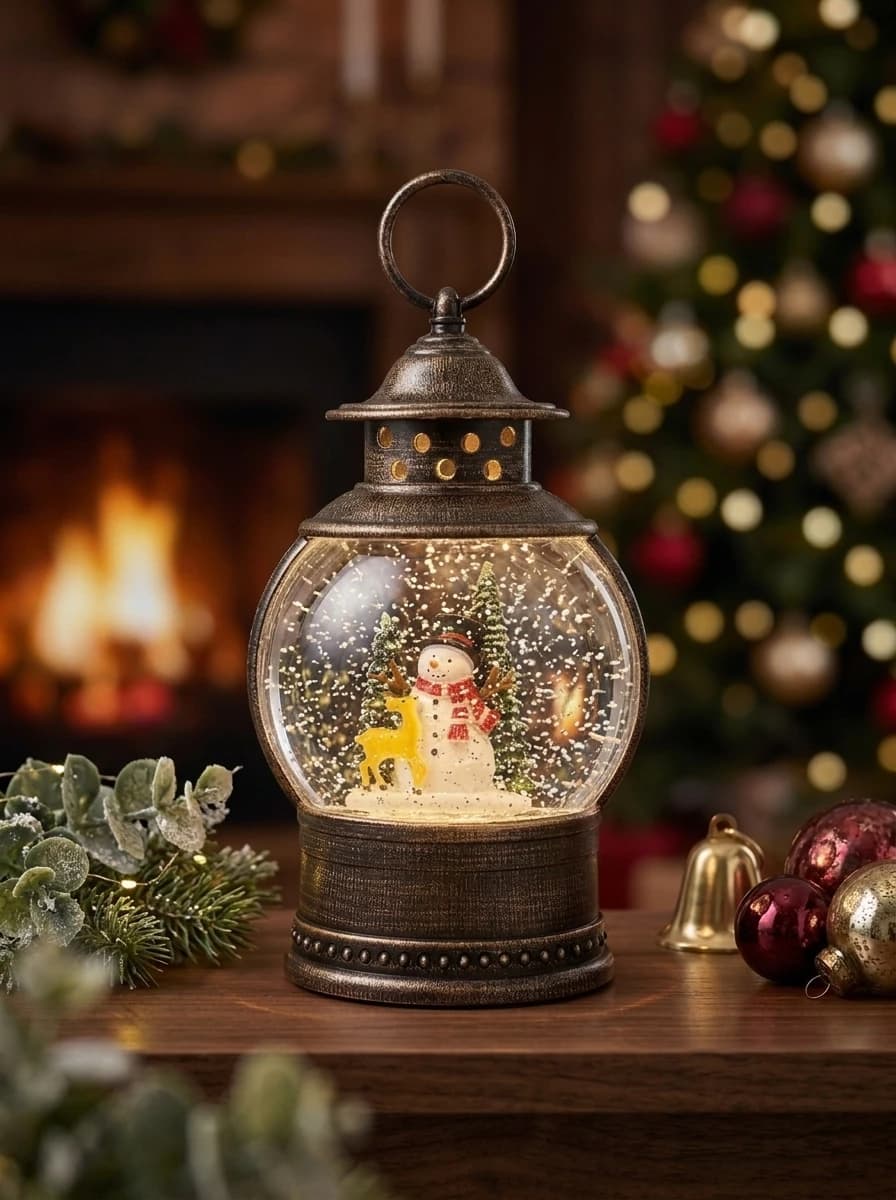 Bronze Snowman Water Lantern
