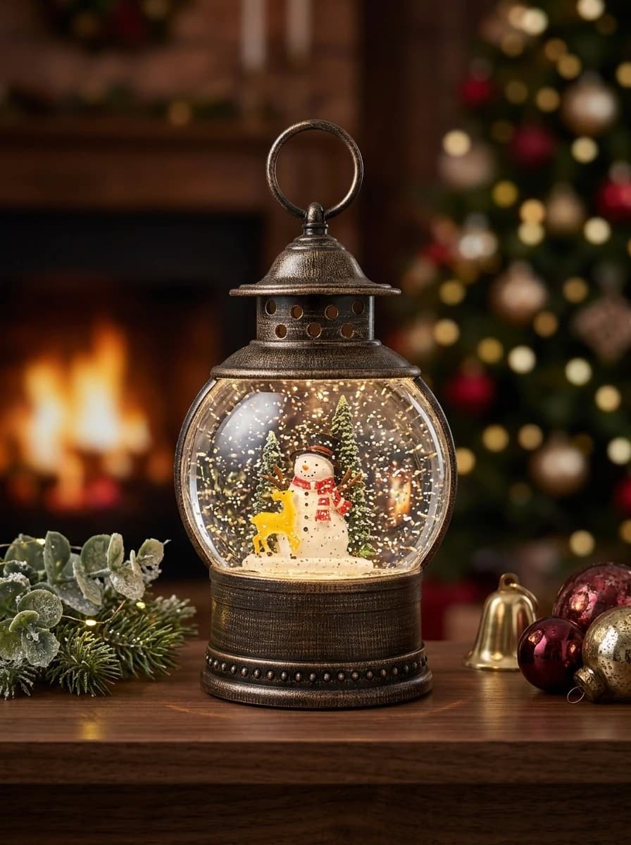 Bronze Snowman Water Lantern thumbnail 2