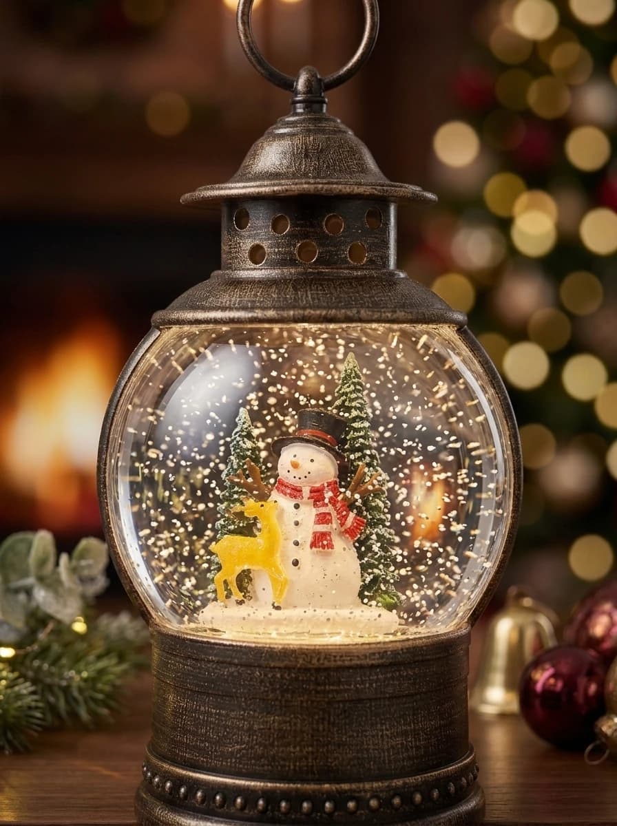 Bronze Snowman Water Lantern thumbnail 4