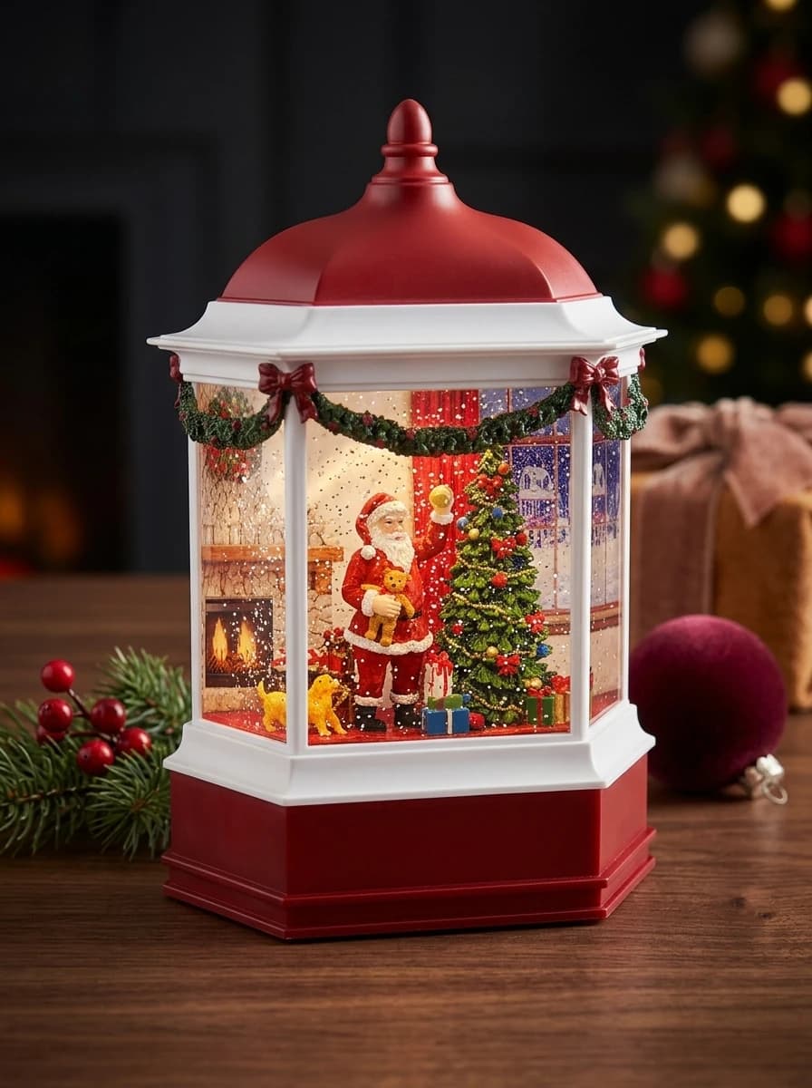 Santa and Tree Water Lantern