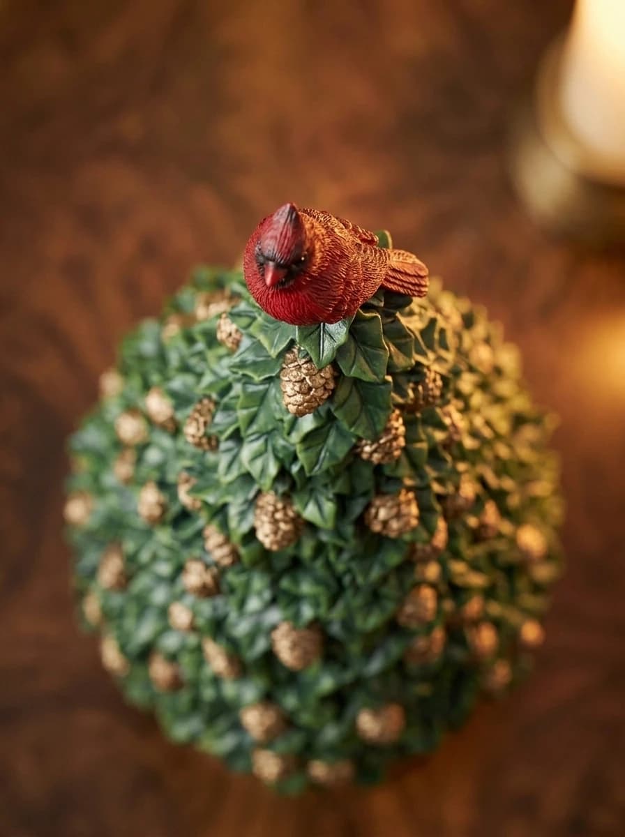Cardinal-Topped Christmas Tree Figurine thumbnail 2