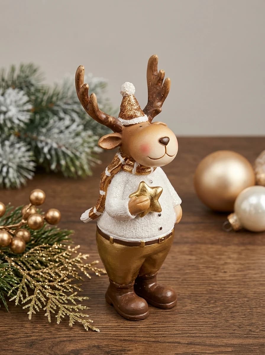 Star-Holding Moose Figurine