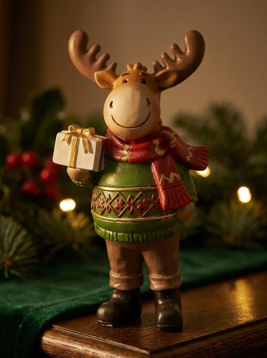 Gift-Holding Moose Figurine thumbnail 2