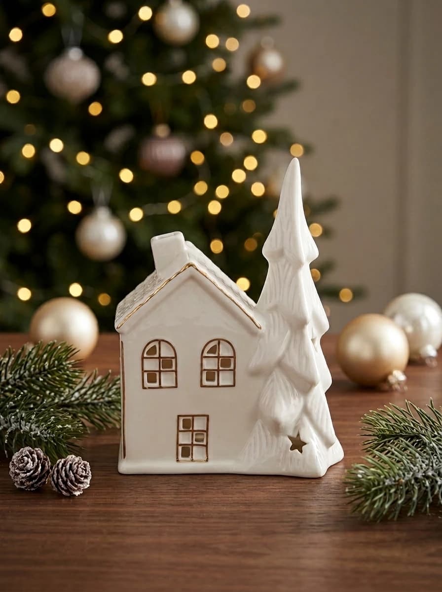 Porcelain LED House with Tree