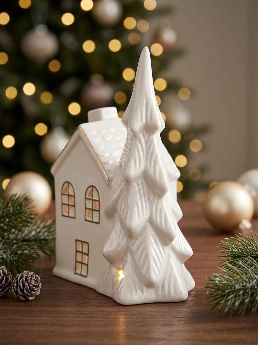 Porcelain LED House with Tree thumbnail 2
